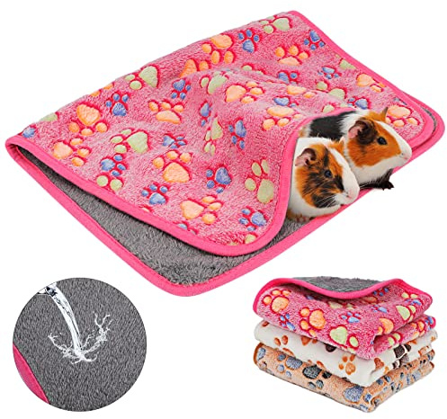 YUEPET Lot de 3 couvertures imperméables lavables en Polaire pour Petit Animal Domestique – Couverture Chaude en Flanelle pour Hamster, Cochon d'Inde, Lapin, Chinchilla, hérisson, Furet (58,4 x 40,6