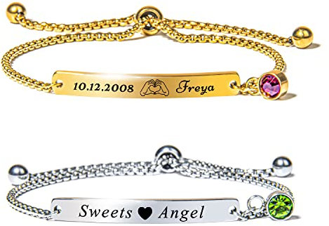 Rubsmao Personalised Bracelets for Women, Birthstone Birthday Gifts for Her, 18th Birthday Gifts for Girls, Friendship Bracelet