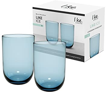 like. by Villeroy & Boch – Like Ice Long Drink Glass Set 2 pces, Coloured Glass ice Blue, Capacity 385 ml