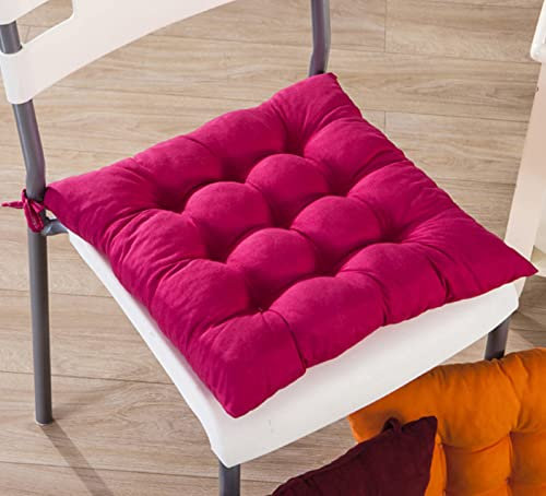 Lifup Coussin de Chaise Carrés avec Attaches pour Chaises Intérieur ou Extérieur Fuchsia 40 x 40 cm