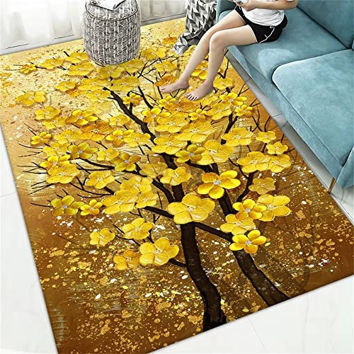 Kunsen Schlafzimmer teppiche Zimmer deko Leicht zu reinigende gelbe Blumen-Couch Tisch Matte rechteckig modern wasch bar Teppich Schlafzimmer schöne Teppich 40X60CM
