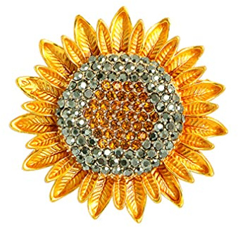 Sunflower Brooch Diamond Sunflower Corsage Rhinestone Flower Brooch Fashion Botanical Shape Luxury Clothing Decoration Rhinestone Vintage Handmade Elegant Sunflower Brooch