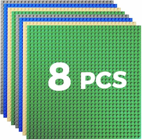 HUIZDQ 8 plaques de Base Classiques, 100% compatibles avec Toutes Les Grandes Marques, avec 32 x 32 Crampons(25 x 25 cm), Multicolores