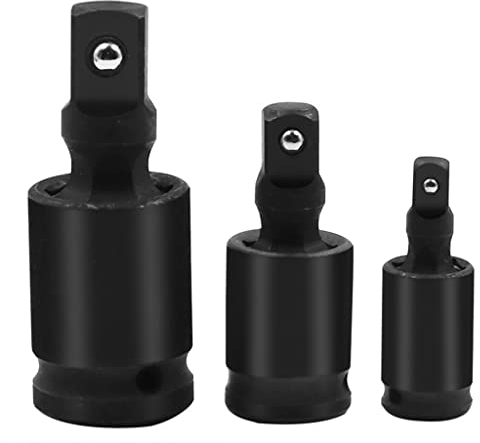 WUURAA Premium Impact Kardangelenk Stecknuss Drehgelenk Set 3/8 & 1/4 U-Gelenk-Antrieb Cr-Mo Stahl Schlaggrad 3 Stück Drehgelenk Steckschlüsselsatz Handwerker Drehgelenk Stecknuss Adapter Impact