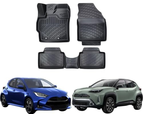 Trimak 3D Fussmatten für Toyota Yaris 4. Gen. ab 2020 | Gummimatten aus TPE Gummi, Passgenau, Wasserdicht, Hoher Rand, Rutschfest, Leicht zu Reinigen