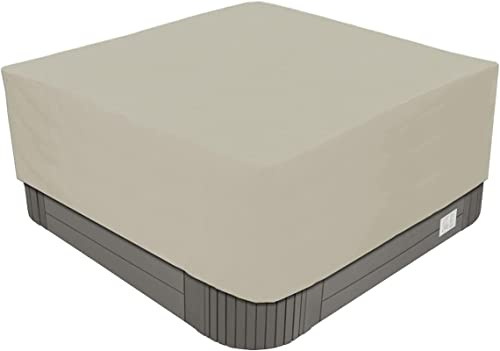 IBOWZ Couverture de Bain à Remous Carrée Couverture de Spa imperméable de Jardin, Tissu Oxford 210D, Protection UV, Couverture carrée d'extérieur pour Spa, 207x207x30cm