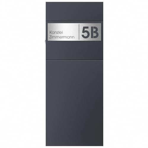 Standbriefkasten anthrazit matt MOCAVI SBox 315 freistehend inkl. Personalisierung Postkasten groß XXL rostfrei hochwertig Postbox mit V4A-Edelstahl graviert rostfrei hochwertig RAL 7016