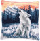 Vervaco Kreuzstich Stickpackungen Kissen Stickerei Set Anfänger Vorgedruckt Wolf im Winter DIY Set Kreativ Set Für Erwachsene Dekoratives Kissen ca. 40 x 40 cm Bastelset Handwerker Haus Dekoration