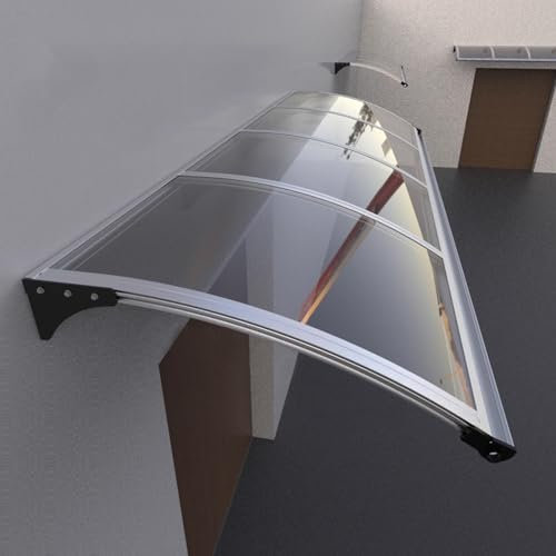 Vordach Haustür,Türvordach Haustürdach Pultvordach,Sonnenschutz Regenschutz Überdachung Haustür aus Aluminium und Polycarbonat,Tragkraft 300kg,Transparentes Pultbogenvordach (100x270cm/39 x106)