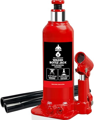 Jack Boss Bottle Jack 6 Ton (12,000 LBs) Hydraulic Car Jack, Fit for Auto Truck Repair and House Lift, Red