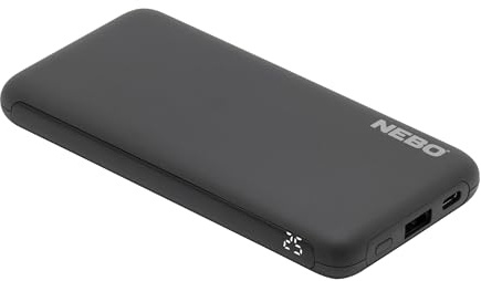 NEBO 10 K Powerbank – Externer Akku, tragbar, Schnellladung, USB-C-Telefon-Ladegerät (Kapazität von 10.000 mAh, mit Kabel)