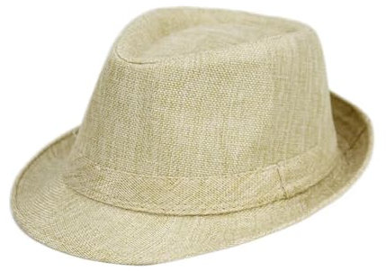 FULUJIDI Fedora Trilby Filzhut Hut Leinen Tuch Panama Solid Jazz Hut Cowboy Männer Sonnenhut Eimer Hut Für Männer Linenapricotgelb