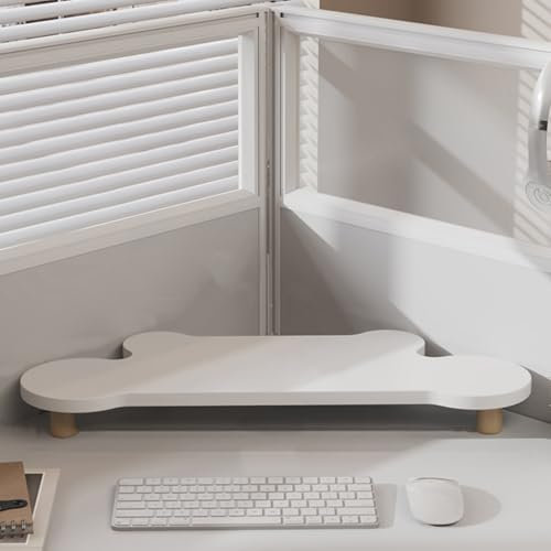 Monitorständer Laptop-Schreibtischablage aus Holz Weiß, Wolkenförmiger Eck-Monitorständer für Den Schreibtisch zu Hause, Süß Projektor Scanner Computer-Organizer, Einfach Zusammenzubauen(4.5cm (1 3/4