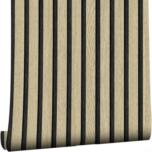 WIIYENA Panneau mural en faux bois, lambris de plafond décoratif à lattes 3D, revêtement mural, autocollant mural, salon (B)