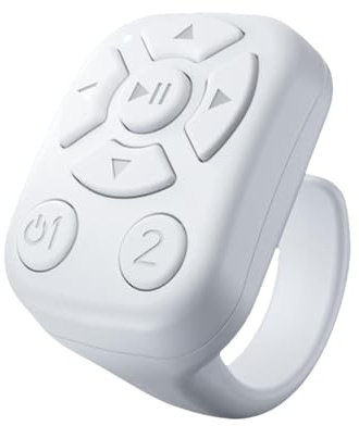 Anello per girare pagine con telecomando, telecomando wireless per fotocamera, clicker per presentazioni, continuo, controllo a scorrimento del dispositivo, per foto, video, e-book e musica