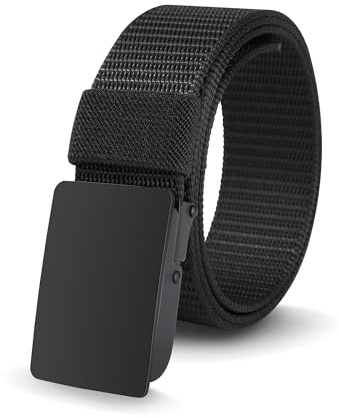 AWAYTR Nylon Golf Belt for Boys -Kids Tactical Belt with Metal Buckle for Baseball Softball Jeans (Black Buckle, Black, 90cm)