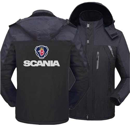 MODRYER Veste Polaire pour Homme Scania Veste De Ski Imperméable Thermique Veste De Neige Coupe-Vent Épais Manteaux Chauds d'hiver Vestes Parka Rembourrées,Black-XXL