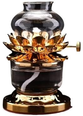 MEMEM ÖllichtRetroExquisite Kerosinlampe Alte Stilbeleuchtung Kleine Öllampe Rauchfrei Vor Buddha-Öllampe Langes Licht Winddichte Ghee-Lampe for Arbeitszimmer Büro Schlafzimmer