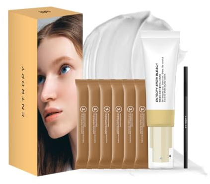 ENTROPY Eyebrow Bleach Kit – At-Home Eyebrow Lightener with Ammonia-Free Formula, Includes Powder Packs, Cream & Applicator Brush | Up to 6 Uses | Fast Brow Lightening