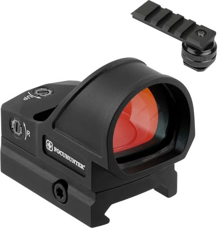 FOCUHUNTER Camera Dot View Finder 1x 26, 3 MOA and 10-Level Modes Settings for Telephoto Photography, Shockproof Waterproof Motion Awake with Hot Shoe Mount and 21mm Rail Mount