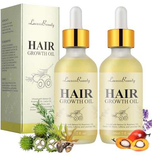 2 Stück Natürliches Haaröl für Haarwachstum, Veganic Kopfhaut und Haarstärkungsöl mit Batanaöl Rosmarinöl Biotin Rizinusöl Koffein, Haarpflege für Dünner Werdendes Trockenes Beschädigtes Haar