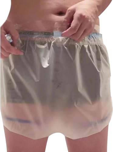 Unisex Incontinence Knickers,Oversized Leakproof Underwear,Hospital Adult Diaper Covers,Washable Plastic Knickers,Reusable Shower Waterproof Underwear,Paralysis Leak-Proof Care Pants (M)