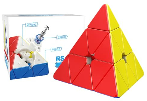 Moyu RS Pyraminx Cube Magnetic Pyramid Puzzle Stickerless Magic Cube Easy Turn & Smooth Faster & Professional Triangle Cube(Magnetic Version)