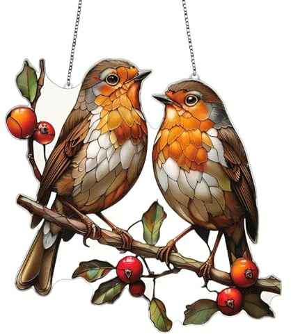 Stained Acrylic Birds, Hanging Ornament Glass Ornament - Stained Acrylic Garden Signs Ornament Bird Sun Catcher Hanging Ornament Window Charm in V