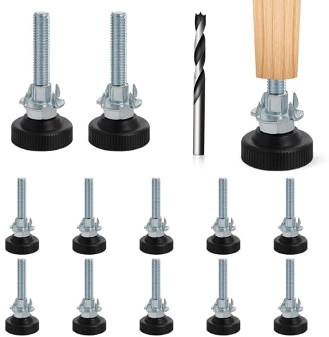 LZYDKH 12 Pcs Adjustable Furniture Feet, M8x50 mm Adjustable Feet Non-Slip Levelling Feet with T-Nuts Non-Slip Furniture Legs for Furnitur Wooden Home Office