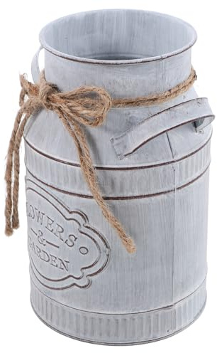 Ciieeo Pot De Fleurs Vintage Métal Seau à Lait Galvanisé avec Poignée Décor De Cuisine De Campagne Vase pour Fleurs