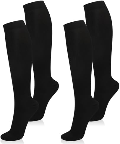 Oumida 2 Pairs Compression Socks for Women and Men, 15-20 mmhg Support Socks Stockings for Swelling, Running, Flight, Nurse, Flight