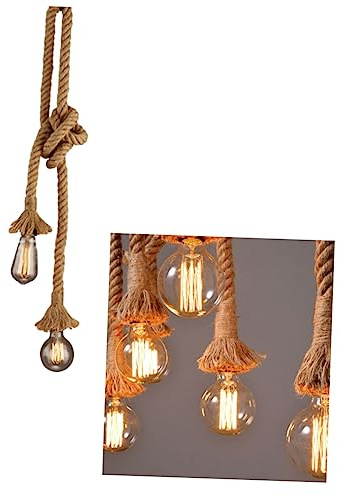 DECOMELODY Lámpara Colgante de Cuerda de Cáñamo con Doble Cabezal Decoración Rústica para Dormitorio Restaurante y Bar Estilo