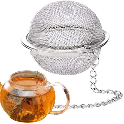 Teesieb Für Losen Tee, Edelstahl Teekugeln Teeei Mit Extra Feinem Netz | Mit 12cm Kette, Wiederverwendbare, Ideal Für Losen Tee, Kräutertee, Tassen, Teekannen Und Gewürze