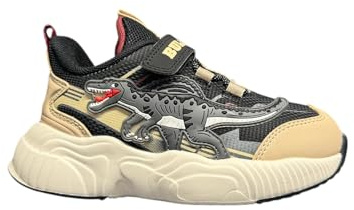 Bull Boys Scarpe Dinosauro SPINOSAURO Luminose per Bambini, Chiusura Strappo e Lacci Elastici, Suola Ultraleggera. (Nero, Sistema Taglie Calzature EU, Bimbo (0-5 Anni), Numero, Media, 27)