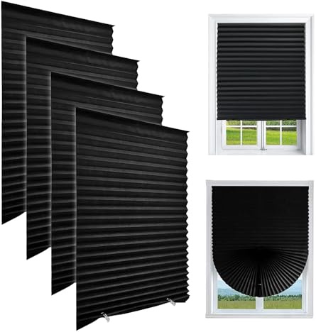 4Pcs Roller No Drill Blinds for Windows, No Drilling Required, 90x180cm Self Adhesive Temporary Stick On, Fit for Doors Kitchen Bathroom Bedroom, Blackout Light Filtering Privacy Protection
