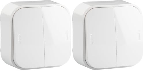 Legrand 782406 Interruptor Luz, Pared, Doble, Blanco (Paquete de 2)