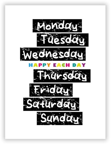 Druck-Palast Happy Each Day Poster - 30x40cm - Kunstdruck - Jugendzimmer Schlafzimmer - Modern Bunt Inspirierend - Hochwertiger semimatter Druck - Wanddeko für Selbstliebe Mental Health ohne Rahmen