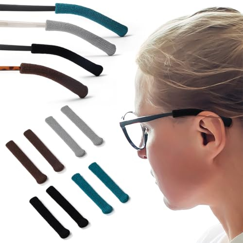 YIPFEN 8 Piezas Almohadillas Antideslizantes para Patillas de Gafas, Fundas de Algodón para Extremos de Gafas, Protectores para Orejas, Accesorios para Gafas