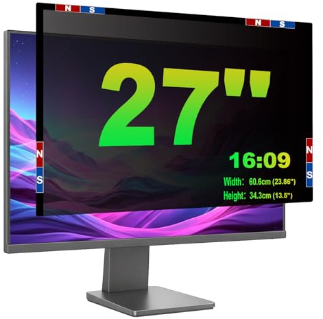 ruord Magnetischer Sichtschutzfolie für 27 Zoll 16:9 Monitor | Blaulichtfilter & Blendschutz,Abnehmbar Blickschutzfolie,Beidseitig Verwendbarer Blickschutzfilter für flache und gekrümmte