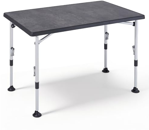 Westfield Outdoors Superb Campingtisch Klappbar Höhenverstellbar Klapptisch für 4-8 Personen, Stabiler Gartentisch Falttisch mit Breiten Standfüßen für Camping, Wohnwagen & Terrasse, Grau