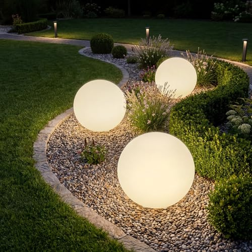 tectake® Bola de Led con Mando y Luz Nocturna Ø 40 x 40 cm, Luces Led Habitacion para Decoracion Hogar y Jardin, Luces Terraza, Iluminación Jardin, Lampara Exterior, Decoración Habitación