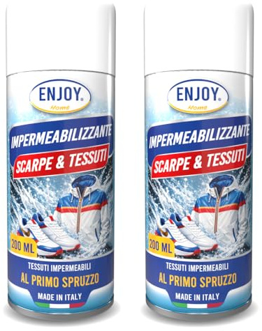 ENJOY HOME Impermeabilizzante Scarpe e Tessuti Spray 2x200ml - Protettivo Idrofobico Professionale per Camoscio, Pelle, Nabuk e Tela