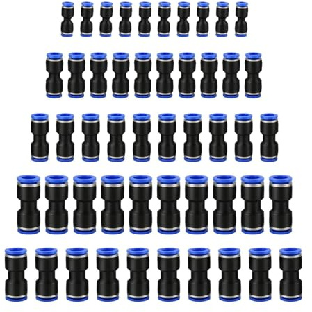 50 Piezas de Conectores Neumáticos de Empuje Rectos,Accesorios de Liberación Rápida de Plástico Alta Presión para Tubos de 1/6, 1/4, 5/16, 3/8, 1/2,Compatible con 4mm, 6mm, 8mm, 10mm, 12mm