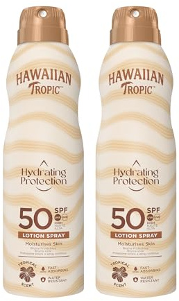 Hawaiian Tropic Bruma Hydrating Protection SPF 50 - Loción Solar Protectora en Spray de Vaporización, Resistente al Agua hasta 12 Horas, Bruma Solar de 220 ml (Pack x2)