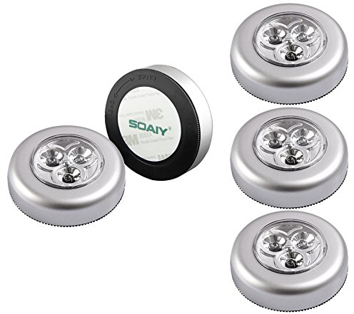 SOAIY 5er-Set Stick&Push LED Touch Lampe Nachtlicht Leuchten Batteriebetrieben selbstklebend Küchenlampen Schrankleuchten Unterbauleuchte Klebeleuchte für Schränke Küche Vitrine