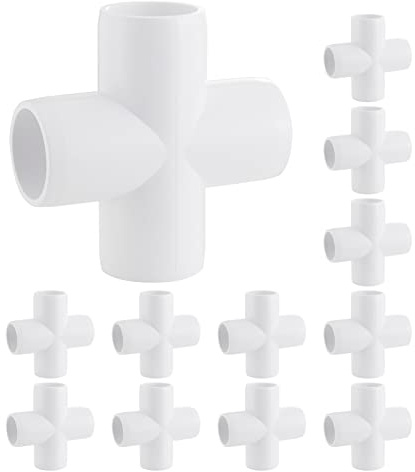 Carvedexquisitely 12 Pack 3/4 Inch 4 way Cross PVC Fittings Furniture Grade Elbow Fittings,Tent PVC Connectors and Greenhouse Pipe Fittings