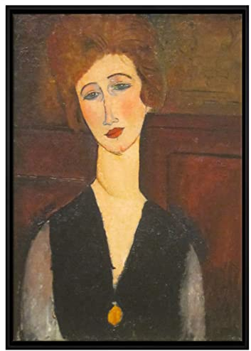 Pixxprint Amedeo Modigliani - Portrait einer Frau Leinwandbild 80x60 cm im Bilderahmen, Wandbild, Schattenfugenrahmen, Kein Poster