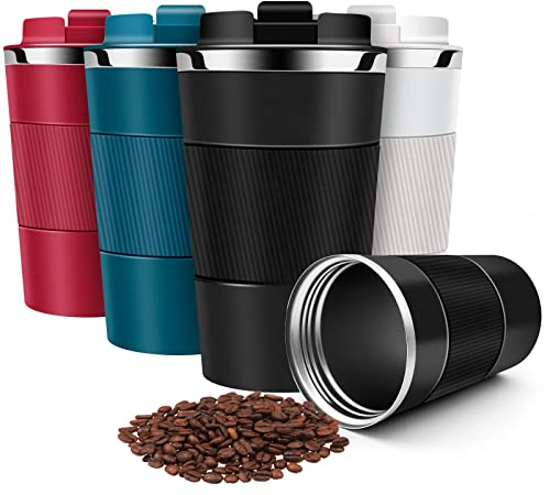 Hongtellor Travel Mug,510ml/18oz Insulated Coffee Cup with Leakproof Lid - Vacuum Insulation Stainless Steel for Hot and Cold Water Coffee and Tea(Black