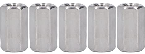 5-teiliges Silbernes M16-Sechskant-Überwurfmutter-Set, Rostfrei, Robust, Edelstahl, Überwurfmutter-Set, Bolzen, 304 Edelstahl, Metrisch, Feingewinde, Schrauben, Bolzen, Verbindungsmutter
