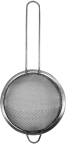 Fackelmann Initial Sieve Stainless Steel, Fine Metal Mesh with Rim, Long Handle, for Sifting Straining & Draining, Food Kitchen Strainer, Tea Strainer, Small 10cm Diameter Colander